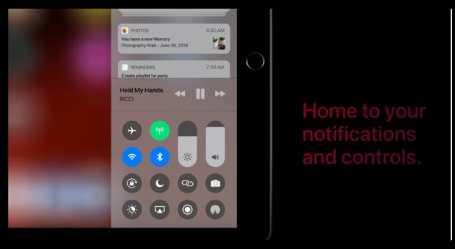 Notification Center, Control Center được kết hợp thành một "bảng điều khiển" duy nhất