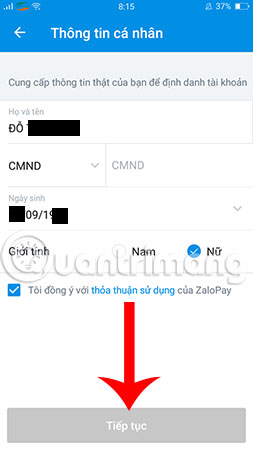 Điền các thông tin