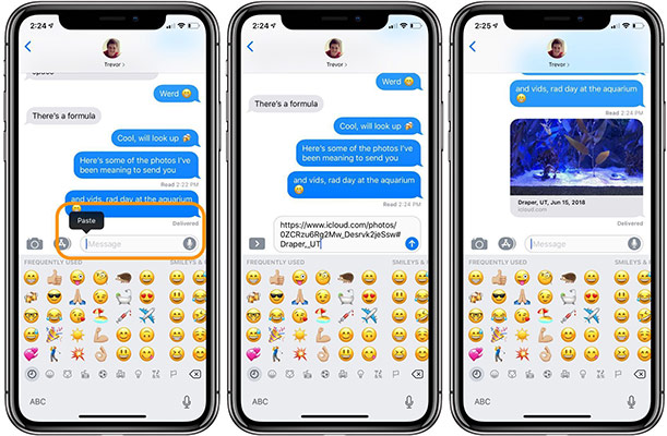 Dán liên kết vào ứng dụng tin nhắn