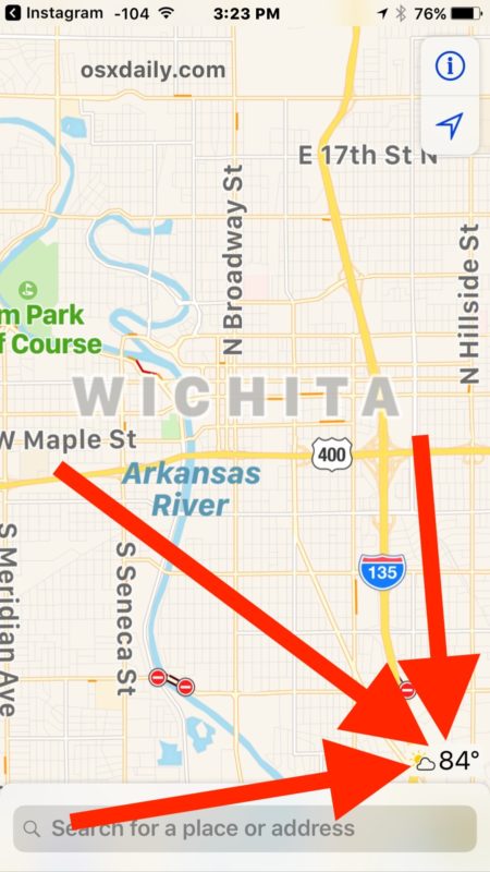 Thông tin thời tiết hiển thị ở góc dưới bên phải