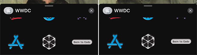 Nhấn X để đóng gói nhãn dán WWDC