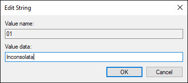Điền tên của font vào trường giá trị dữ liệu