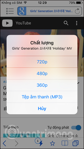 Chọn chất lượng video