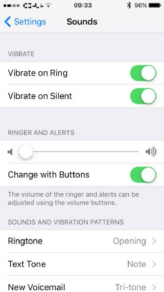 Tắt thanh trượt Ringer and Alters