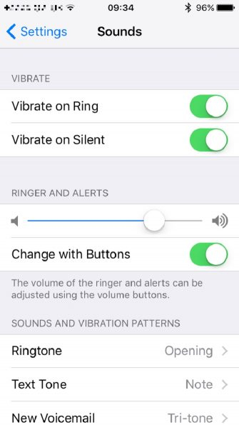 Di chuyển thanh trượt Ringer and Alters để nghe nhạc chuông