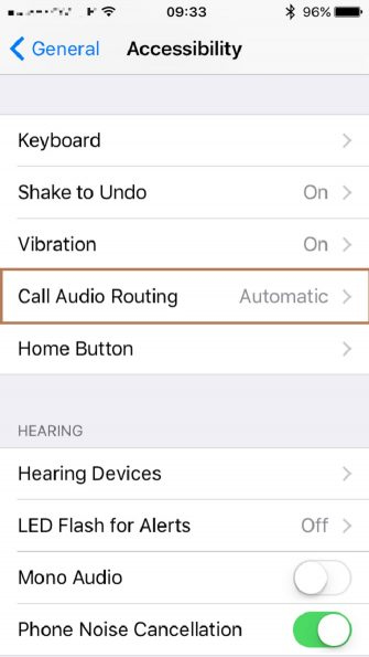 Chạm vào Call Audio Routing