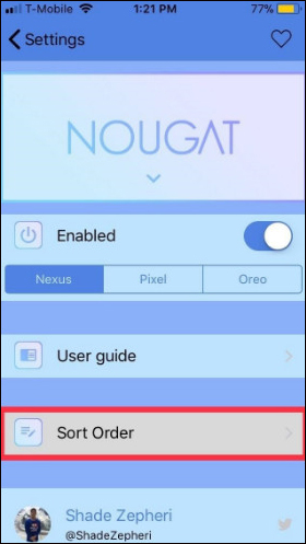 Sắp xếp các tùy chỉnh