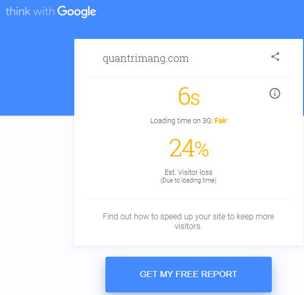 Kết quả kiểm tra tốc độ load trang Quantrimang.com