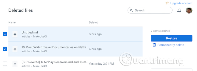 Khôi phục file bị xóa