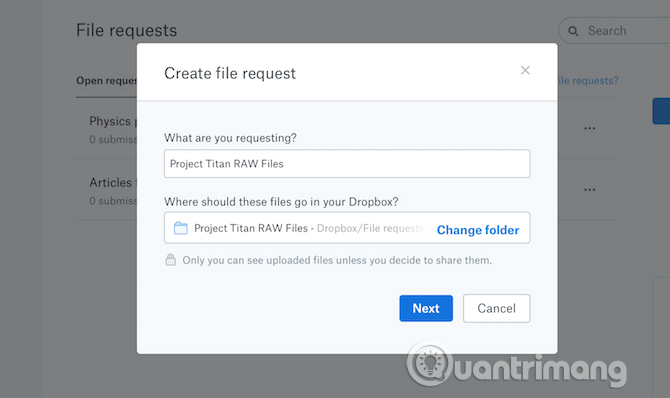 Tính năng Request files