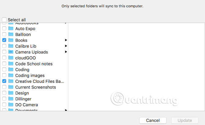 Tính năng đồng bộ có chọn lọc