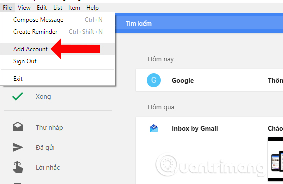 Thêm tài khoản Gmail