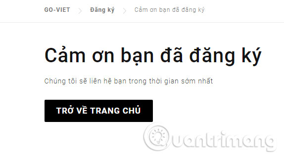 Thông báo đăng ký hoàn tất