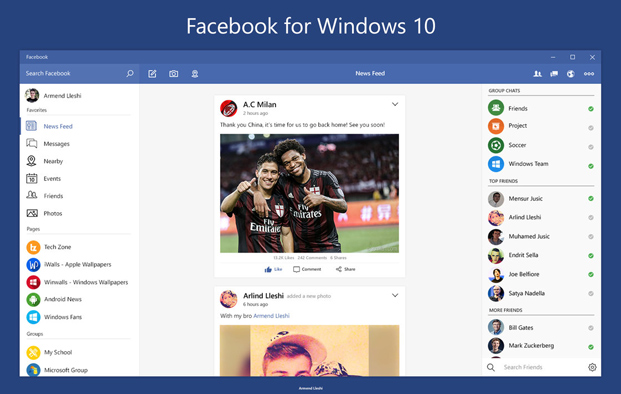 Facebook dành cho nền tảng Windows 10 (PC)