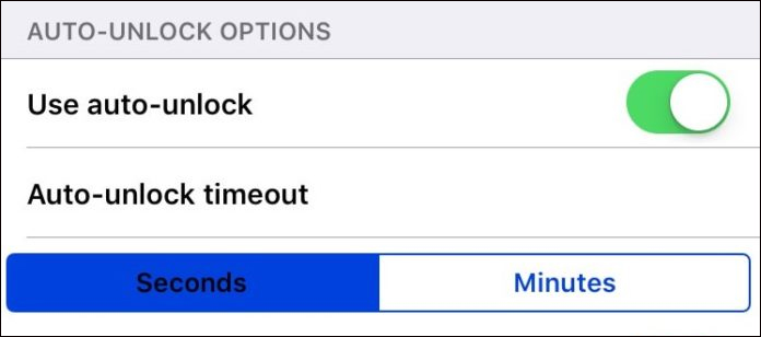 Chỉnh mục Auto-unlock options