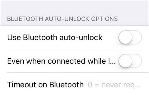 Chỉnh Bluetooth Auto-unlock options