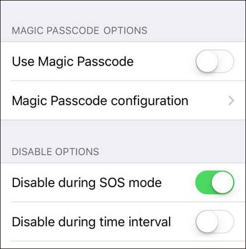 Chỉnh Magic passcode options
