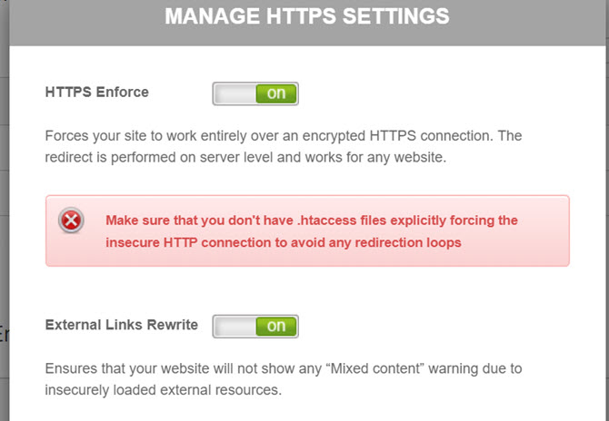Bật HTTPS Enforce và External Links Rewrite