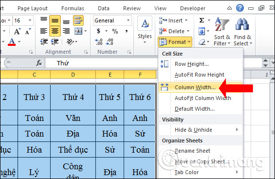 Cách chỉnh kích thước dòng, cột, ô bằng nhau trên Excel - Ảnh minh hoạ 4