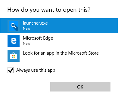 Chọn launcher.exe