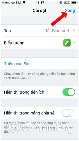 Thiết lập phím tắt Bluetooth