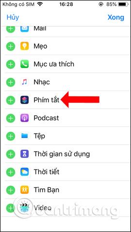 Ứng dụng Phím tắt