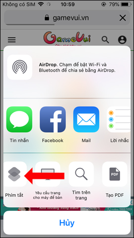 Thêm tùy chọn Phím tắt