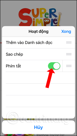 Kích hoạt Phím tắt