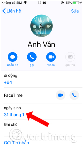 Hiển thị lịch sinh nhật
