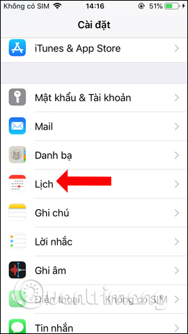 Lịch trên iPhone