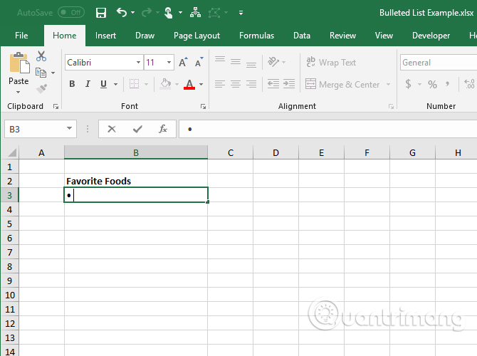 Cách tạo danh sách dạng bullet trong Excel
