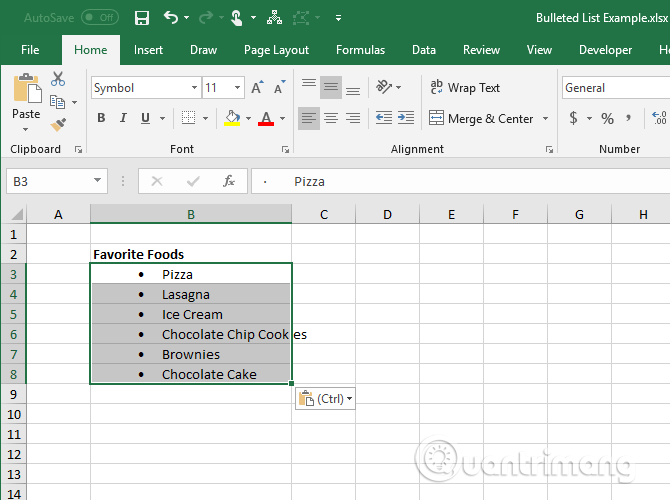 Cách tạo danh sách dạng bullet trong Excel - Ảnh minh hoạ 12
