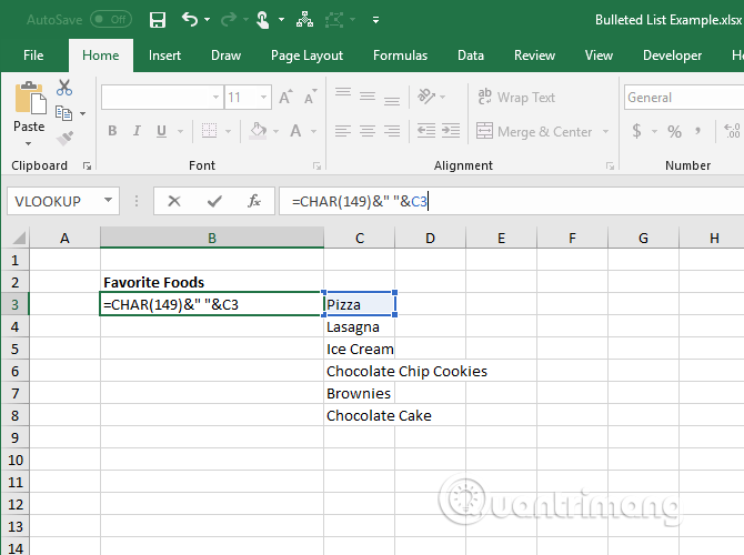 Cách tạo danh sách dạng bullet trong Excel - Ảnh minh hoạ 15