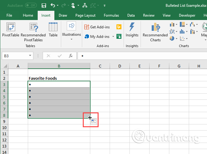 Cách tạo danh sách dạng bullet trong Excel - Ảnh minh hoạ 6