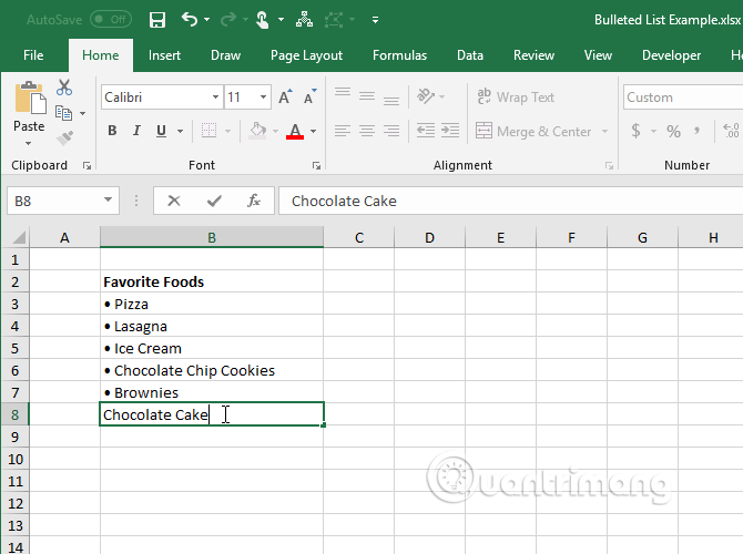 Cách tạo danh sách dạng bullet trong Excel - Ảnh minh hoạ 9
