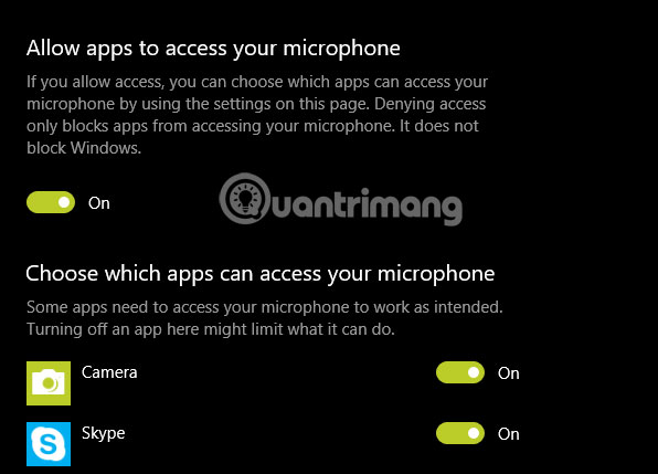 Đảm bảo Skype có quyền truy cập micro