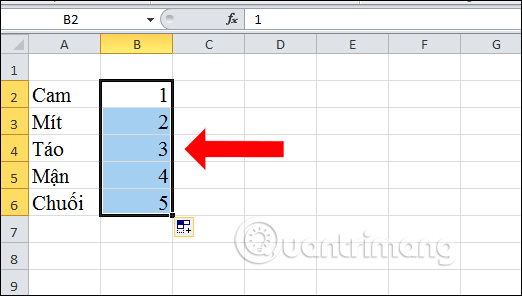 Cách đảo ngược dữ liệu trong cột trên Excel