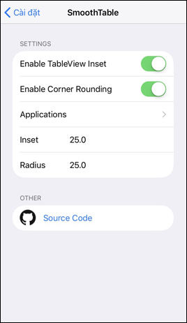 Danh sách chỉnh trên SmoothTable