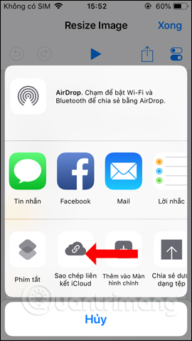 Tạo link qua iCloud