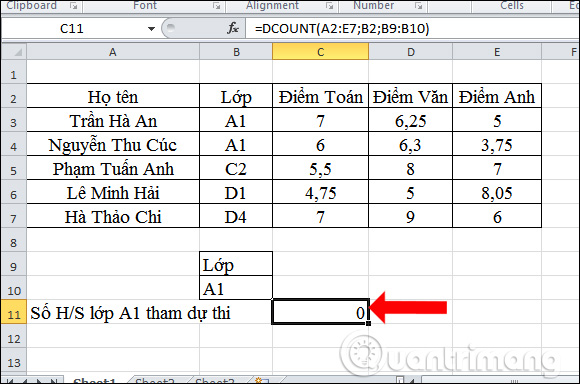 Cách dùng hàm DCOUNT trên Excel - Ảnh minh hoạ 9