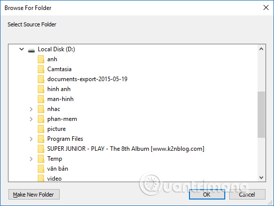 Chọn thư mục máy tính