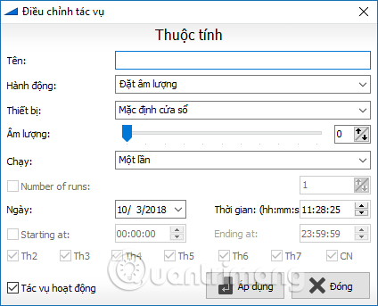 Chỉnh thời gian đặt âm lượng