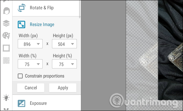 Resize ảnh trên Ipiccy