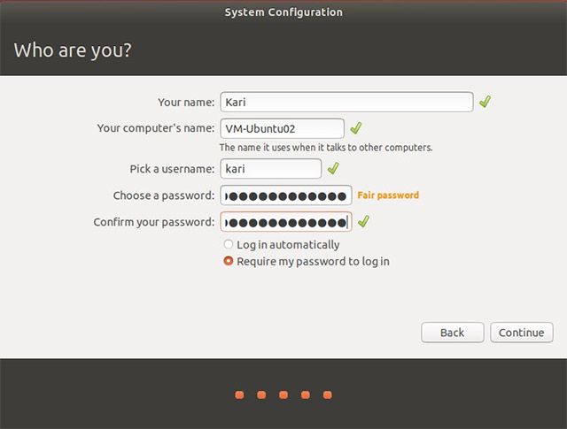 Thiết lập tài khoản người dùng