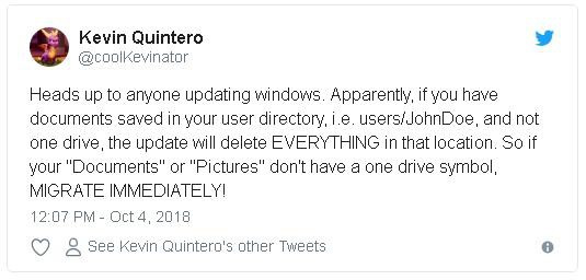 Windows 10 October tự động xóa file trong máy tính