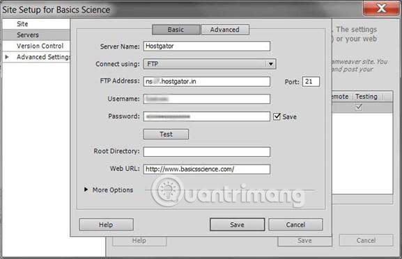 Thêm trang web vào Dreamweaver CS6
