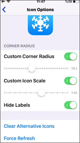 Chỉnh kích cỡ icon