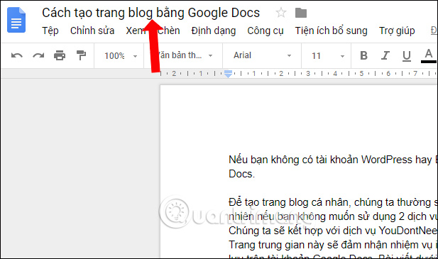 Cách tạo trang blog bằng Google Docs