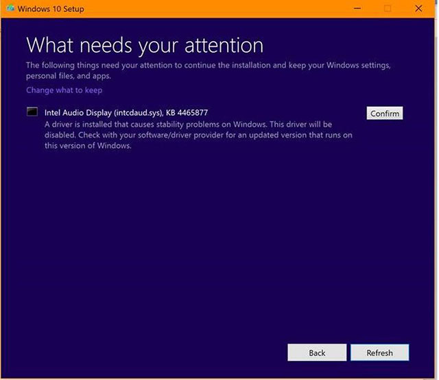 Driver không tương thích là lỗi phổ biến khi cập nhật Windows 10