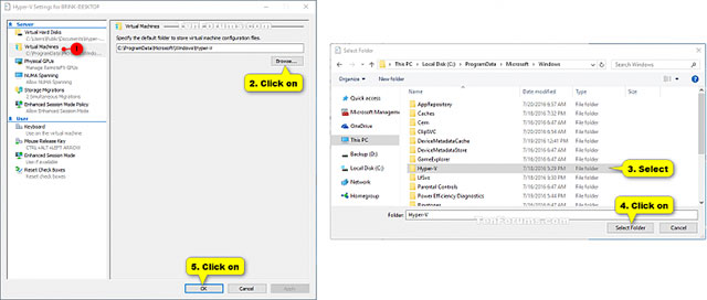 Cách thay đổi thư mục mặc định lưu trữ máy ảo Hyper-V trong windows 10